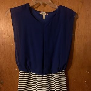 BlueTop- StripedSkirt- One Piece/Dress